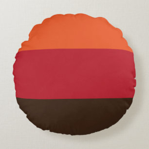 70s Retro 3 Gestreept  Kleurenpatroon Rond Kussen