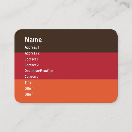 70s Retro 3 Gestreept  Kleurenpatroon Visitekaartje (Voorkant)