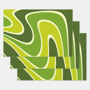 70s Retro Abstract Lava ontwerp Inpakpapier Vel