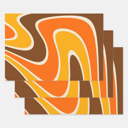 70s Retro Abstract Lava ontwerp Inpakpapier Vel (Set)