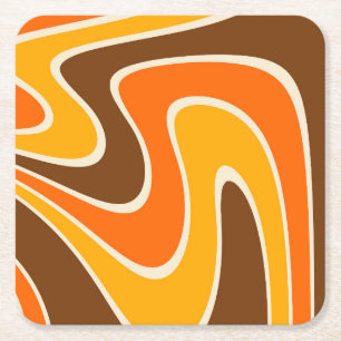 70s Retro Abstract Lava ontwerp Kartonnen Onderzetters