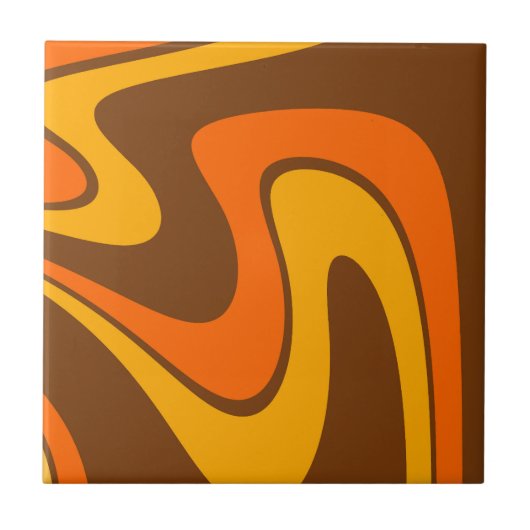 70s Retro Abstract Lava ontwerp Tegeltje (Voorkant)