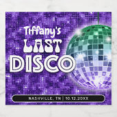 70s Retro Bachelorette Party Laatste Disco Sparkling Wijnetiket (Enkel label)