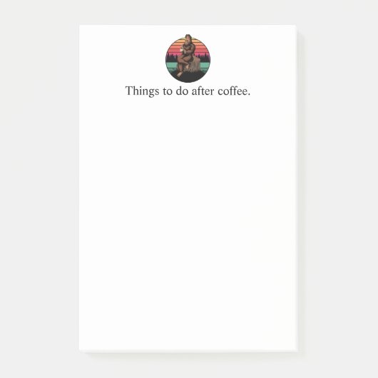 70s Retro Bigfoot & koffie Post-it® Notes (Voorkant)