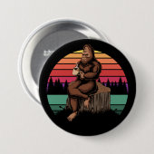 70s Retro Bigfoot & koffie Ronde Button 7,6 Cm (Voorkant /achterkant)