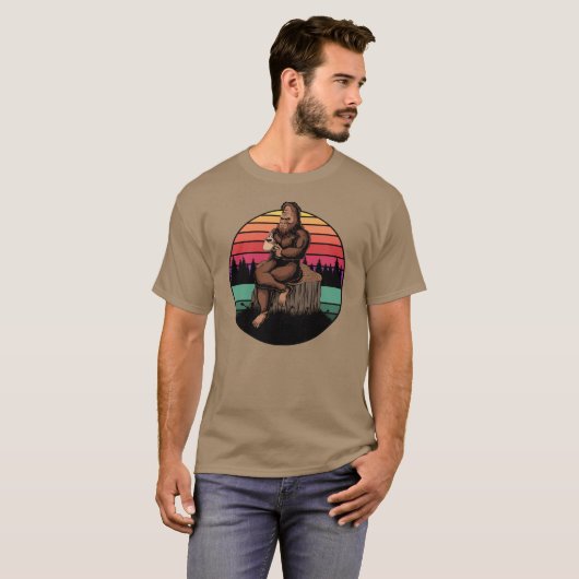 70s Retro Bigfoot & koffie T-shirt (Voorkant volledig)