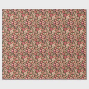 70s Retro Bloem Patroon  Cadeaupapier