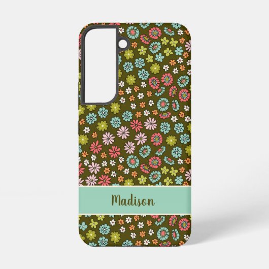70s Retro Bloem Personalized Samsung Galaxy Hoesje (Achterkant)