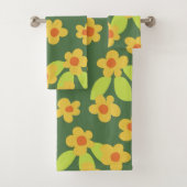 70s retro bloemen badhanddoekset bad handdoek (Insitu)