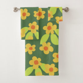 70s retro bloemen badhanddoekset bad handdoek