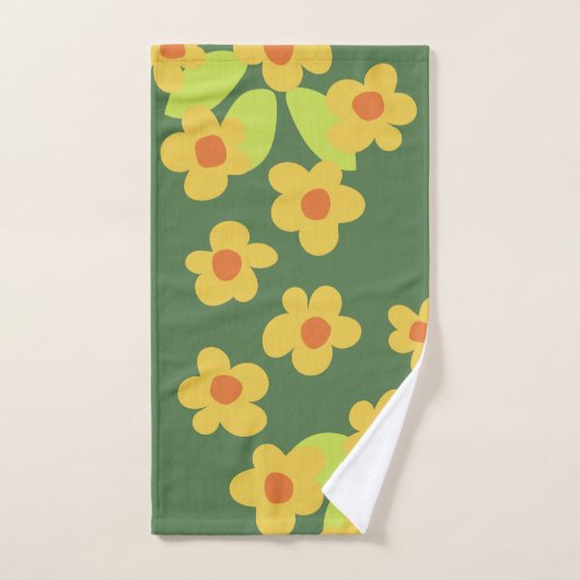 70s retro bloemen badhanddoekset bad handdoek (Handdoek)