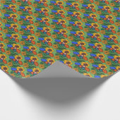 70s Retro Bloemen Groen - Retro midden eeuw modern Cadeaupapier (Hoek)
