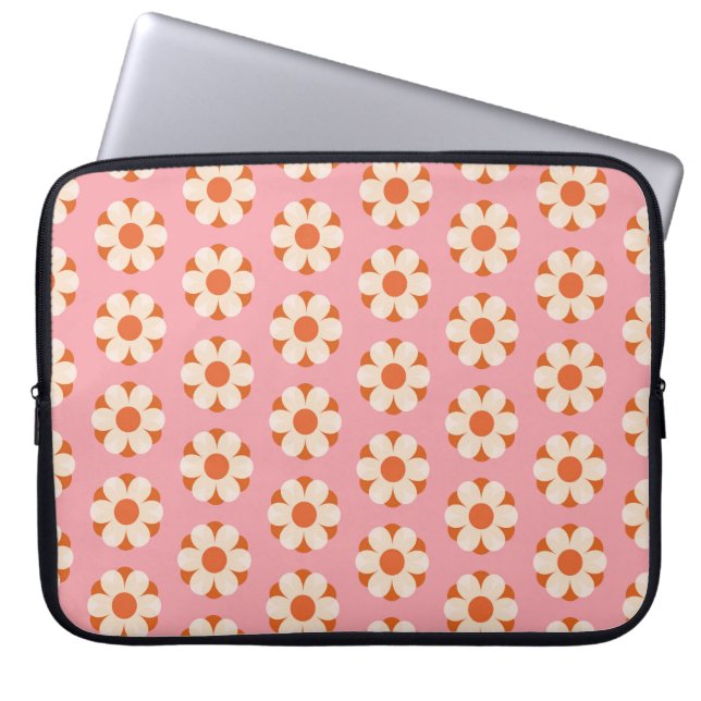70s Retro bloemstroompatroon backgroundretro, 70 Laptop Sleeve (Voorkant)