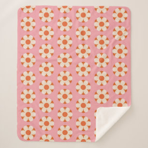 70s Retro bloemstroompatroon backgroundretro, 70 Sherpa Deken