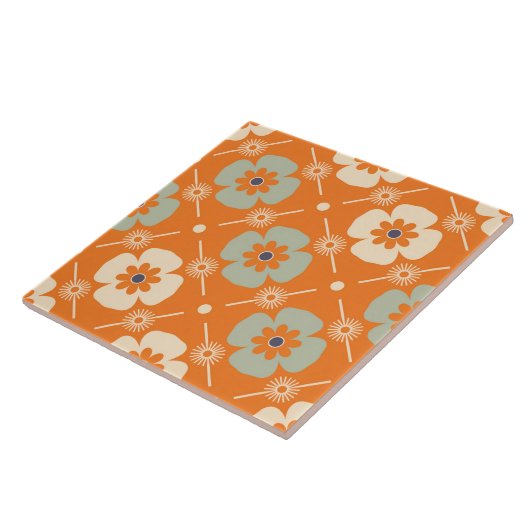 70s retro-bloemtiel tegeltje (Zijkant)