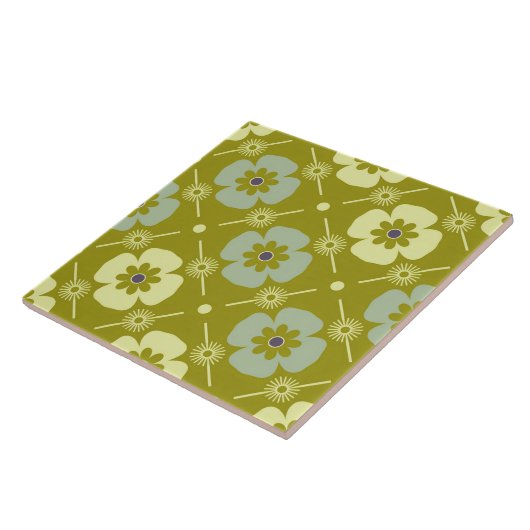 70s retro-bloemtiel tegeltje (Zijkant)