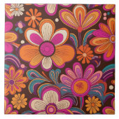 70s retro-bloemtiel tegeltje (Voorkant)