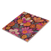 70s retro-bloemtiel tegeltje (Zijkant)