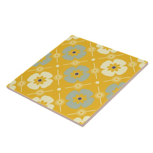 70s retro-bloemtiel tegeltje (Zijkant)