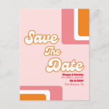 70s retro blosroze oranje groovy save the date