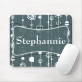 70's Retro Blue Squares 1950 Groovy Mousepad Muismat (Met muis)