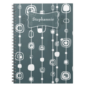 70's Retro Blue Squares 1950 spiraal Notitieboek