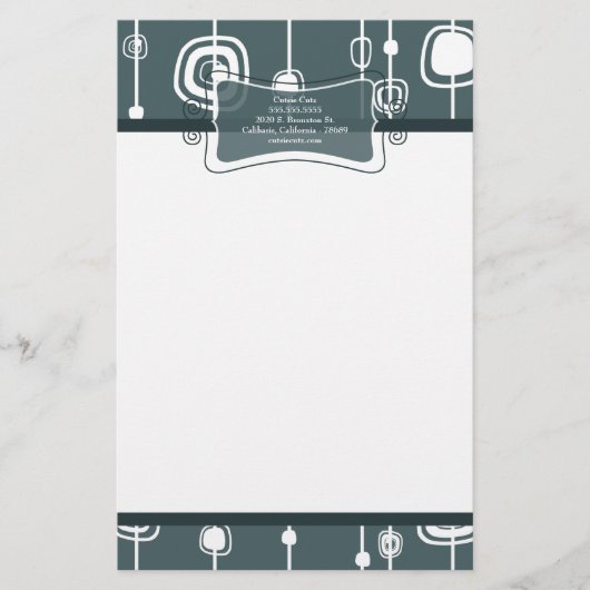 70's Retro Blue Squares Letterhead Stationery Briefpapier (Voorkant)