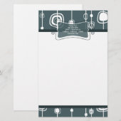 70's Retro Blue Squares Letterhead Stationery Briefpapier (Voorkant / Achterkant)