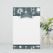 70's Retro Blue Squares Letterhead Stationery Briefpapier (Staand voorkant)