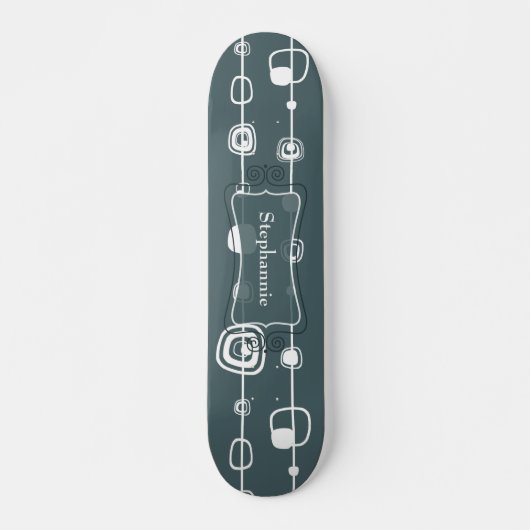70's Retro Blue Squares Old School Skateboard (Voorkant)