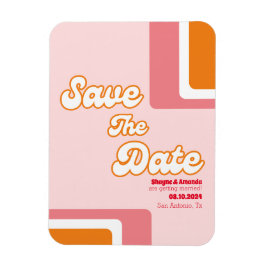 70s Retro blush roze sinaasappel groovy bewaar de  Magneet