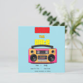 70s Retro Boombox Bewaar de datum aankondiging Kaa (Staand voorkant)