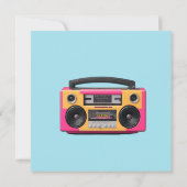 70s Retro Boombox Bewaar de datum aankondiging Kaa (Achterkant)