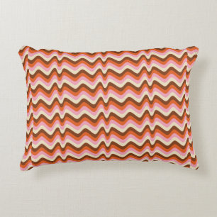 70s retro brown and pink wave pattern accent kussen