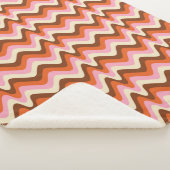 70s retro brown and pink wave pattern sherpa deken (3/4)
