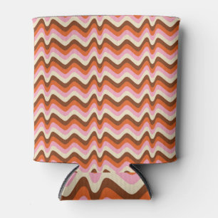 70s Retro Bruin Roze Golven Blikjeskoeler
