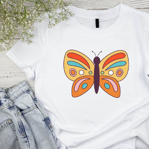 70's Retro Butterfly Vrouw Basic T-shirt