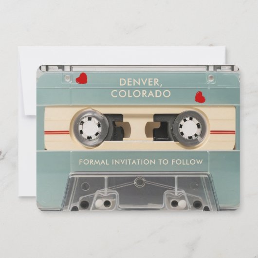 70s Retro Cassette Bruiloft Bewaar de Datum Uitnod Save The Date (Achterkant)