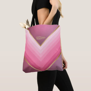 70s Retro Chique Roze En Goud Gepersonaliseerd Tote Bag