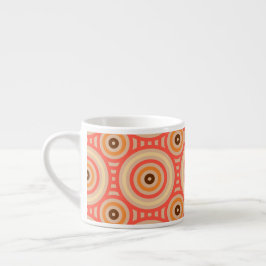 70s Retro Circular Geometric Pattern Espresso Kop