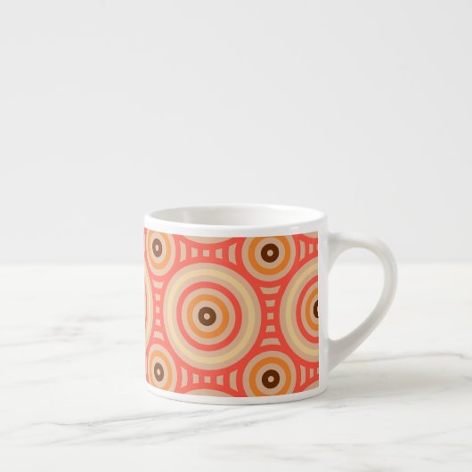 70s Retro Circular Geometric Pattern Espresso Kop (Rechts)