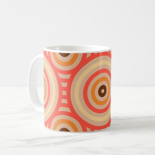 70s Retro Circular Geometric Pattern. Koffiemok (Voorkant links)