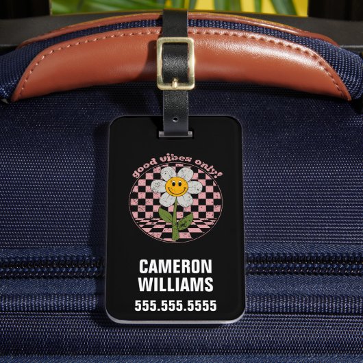 70's Retro Daisy | Alleen goede steekproeven Bagagelabel (Voorkant Insitu 2)