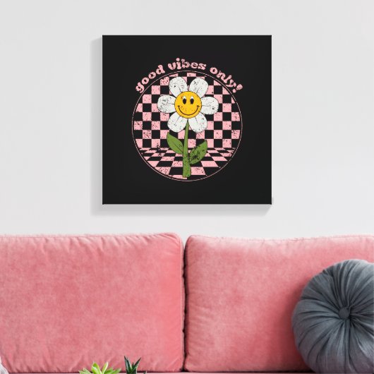 70's Retro Daisy | Alleen goede steekproeven Canvas Afdruk (Insitu (Woonkamer))