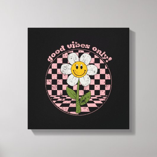 70's Retro Daisy | Alleen goede steekproeven Canvas Afdruk (Voorkant)
