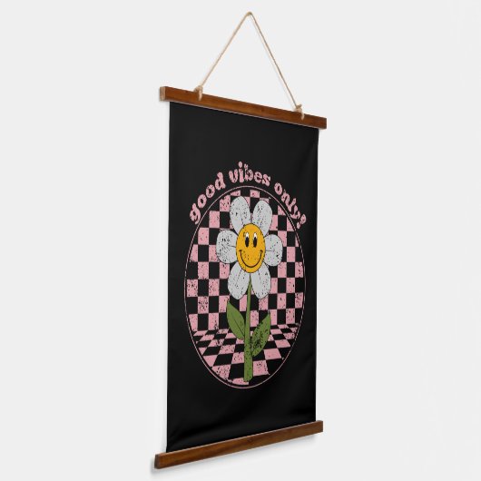 70's Retro Daisy | Alleen goede steekproeven Hangend Wandkleed (Gebogen)