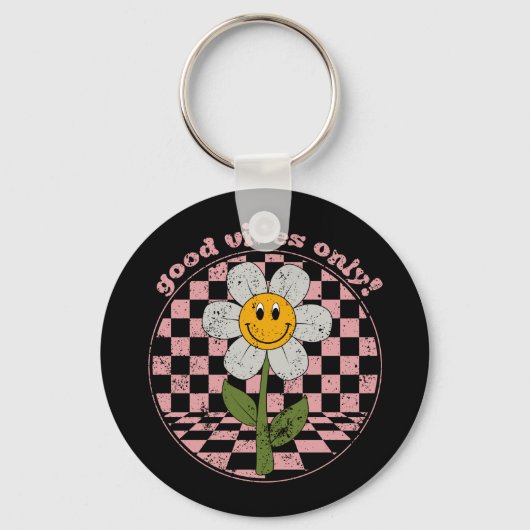 70's Retro Daisy | Alleen goede steekproeven Sleutelhanger (Voorkant)