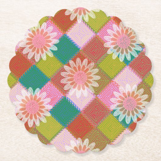 70s retro daisy green onderzetter (Voorkant)