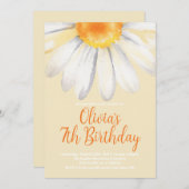 70's Retro Daisy Oranje Meisje Verjaardagsfeestje Kaart (Voorkant / Achterkant)