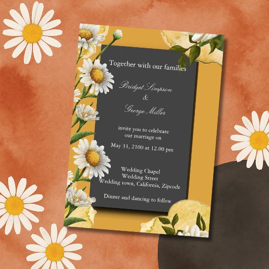70s Retro Daisy Wedding - Verbrand sinaasappel ter Kaart